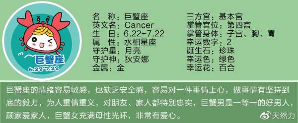 巨蟹座幸运数字有几个